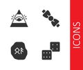 Set Game dice, All-seeing eye of God, Magic runes and Bow tie icon. Vector