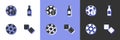Set Game dice, Football betting money, Casino chips and Bottle of wine icon. Vector