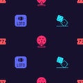 Set Game dice, Lottery ticket, machine and on seamless pattern. Vector Royalty Free Stock Photo