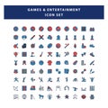Set of game and entertainment icon with filled outline style design vector Royalty Free Stock Photo