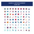 Set of game and entertainment icon with flat style design vector Royalty Free Stock Photo