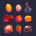 Set of game icons, gardening and farm elements