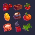 Set of game icons, gardening and farm elements