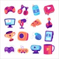 Set of game streamer vector icon element illustration in flat style design Royalty Free Stock Photo