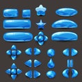 Set game ui. Complete blue menu of graphical user interface GUI to build 2D games. Casual Game. Vector. Royalty Free Stock Photo
