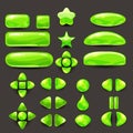 Set game ui. Complete green menu of graphical user interface GUI to build 2D games. Casual Game. Vector. Royalty Free Stock Photo