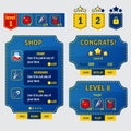 Set of game ui interface screens in sewing stile Royalty Free Stock Photo