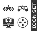 Set Gamepad, Gamepad, Create account screen and Gamepad icon. Vector