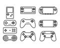 Set of gamepad icon outline. Gaming controller. Video game console. Royalty Free Stock Photo