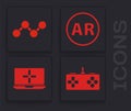 Set Gamepad, Share, Ar, augmented reality and Laptop icon. Vector