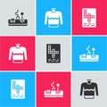 Set Gamepad, Sweater and Crossword icon. Vector Royalty Free Stock Photo