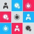 Set Gamepad of time, Clock with shield and arrow icon. Vector Royalty Free Stock Photo