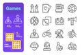 Set games simple lines icons of modern entertainment. Royalty Free Stock Photo