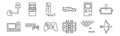Set of 12 gaming icons. outline thin line icons such as bow, table soccer, game console, handheld console, game controller, arcade