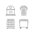 Set of garbage bins for recycle waste
