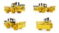 Set Garbage compactor machine for landfills. industrial bulldozer for working in landfills. 3d rendering. Royalty Free Stock Photo