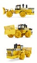 Set Garbage compactor machine for landfills. industrial bulldozer for working in landfills. 3d rendering. Royalty Free Stock Photo