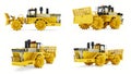 Set Garbage compactor machine for landfills. industrial bulldozer for working in landfills. 3d rendering. Royalty Free Stock Photo