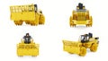 Set Garbage compactor machine for landfills. industrial bulldozer for working in landfills. 3d rendering. Royalty Free Stock Photo