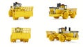 Set Garbage compactor machine for landfills. industrial bulldozer for working in landfills. 3d rendering. Royalty Free Stock Photo
