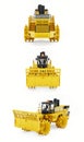 Set Garbage compactor machine for landfills. industrial bulldozer for working in landfills. 3d rendering. Royalty Free Stock Photo