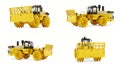 Set Garbage compactor machine for landfills. industrial bulldozer for working in landfills. 3d rendering. Royalty Free Stock Photo