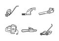 A set of garden electric tools. Garden icons. Logo Lineart Royalty Free Stock Photo