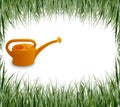 Set of garden grass, hand, watering-can Royalty Free Stock Photo