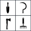 Set of Garden and Landscaping Tools Icons