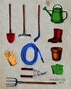 Set of garden related objects Royalty Free Stock Photo