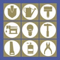 Set of garden and repairs tools icons.