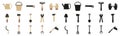 A set of garden tools in a flat style and silhouettes. Royalty Free Stock Photo