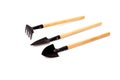 Set of garden tools isolated on white background and clipping path. shovel, rake Royalty Free Stock Photo