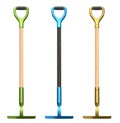 Set of garden tools and supplies for gardener and flower pots in garden Royalty Free Stock Photo