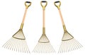 Set of garden tools and supplies for gardener and flower pots in garden