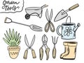 Set garden tools. Vector illustration in cartoon style Royalty Free Stock Photo