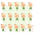 Set of gardener women flat icons Royalty Free Stock Photo