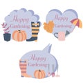Set of 3 gardening banners, with vector autumn elements.