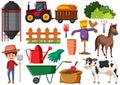Set of gardening items on white background Royalty Free Stock Photo