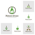 Set of Gardening logo design vector, Creative Grass logo design Template Illustration Royalty Free Stock Photo