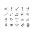 Set of gardening and seeding activities line icons. Contains such Icons as Auto Watering  Seeding  Garden Tools and more. Line Royalty Free Stock Photo