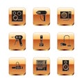 Set Gas stove, Chainsaw, Vending machine, Blender, Electric hot glue gun and Air conditioner icon. Vector