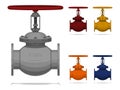 Set of gate valve on white background