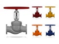 Set of gate valve on white background