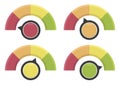 Set of gauges. Dashboard indicator elements. Performance measurement symbols. Vector analytics collection. Royalty Free Stock Photo