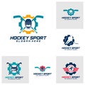 Set of Gear Hockey sport logo design template. Modern vector illustration. Badge design Royalty Free Stock Photo