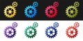 Set Gear icon isolated on black and white background. Cogwheel gear settings sign. Cog symbol. Vector Royalty Free Stock Photo