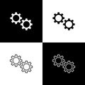 Set Gear icon isolated on black and white background. Cogwheel gear settings sign. Cog symbol. Vector Royalty Free Stock Photo