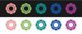 Set Gear icon isolated on black and white background. Cogwheel gear settings sign. Cog symbol. Vector Royalty Free Stock Photo