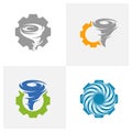 Set of Gear with Tornado logo vector template, Creative Twister logo design concepts, icon symbol, Illustration